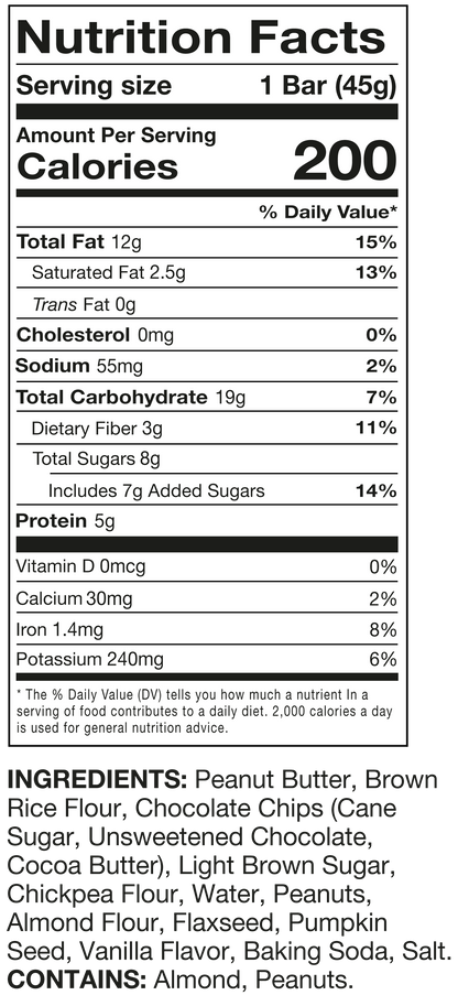 Peanut Butter Chocolate Chip Bar 12 Pack